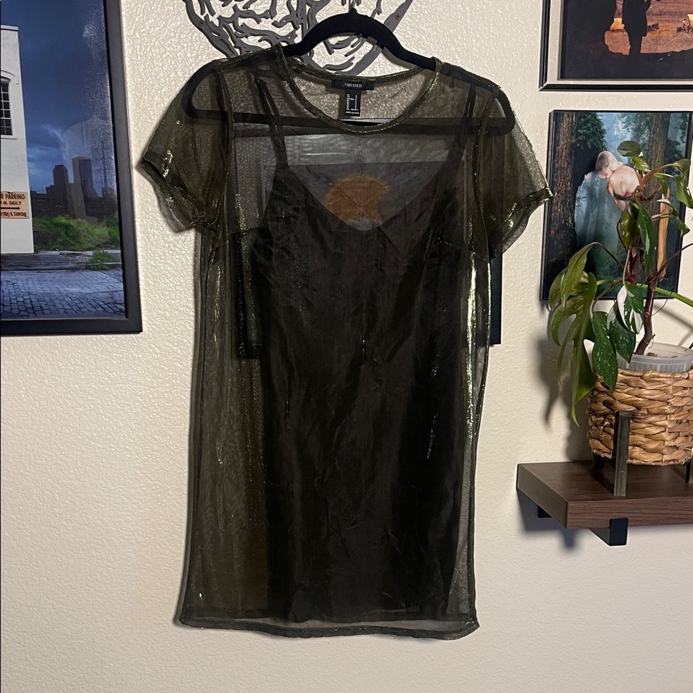 Celebratory Sheer Black and Gold Dress